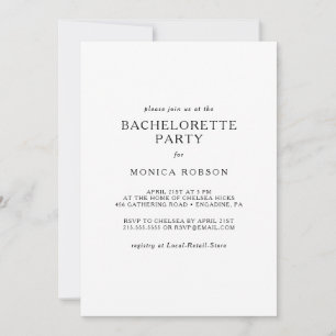 Classic Minimalist Bachelorette Party Invitation