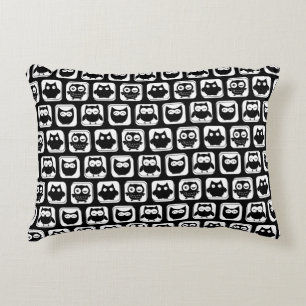 Classic Minimalist Black and white Owls Decorative Cushion