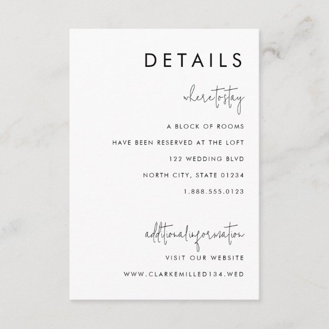 Classic Minimalist Black and White Small Detail  Enclosure Card (Front)
