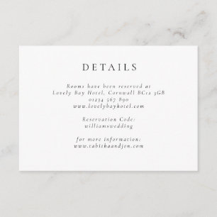 Classic Minimalist Black and White Wedding Details Enclosure Card