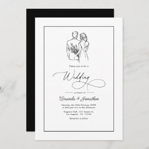 Classic Minimalist Black and White Wedding Invitation