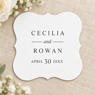 Classic Minimalist Black and White Wedding Paper Coaster