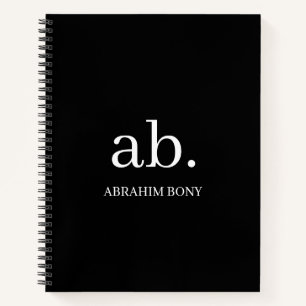 Classic Minimalist Black & White Monogram Notebook