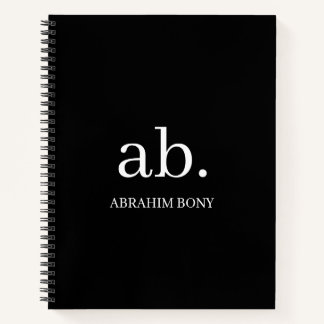 Classic Minimalist Black & White Monogram Notebook