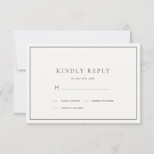 Classic Minimalist Black & White Wedding RSVP