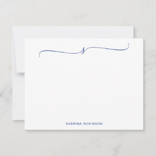 Classic Minimalist Blue Calligraphy Card