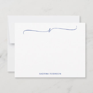 Classic Minimalist Blue Calligraphy Card
