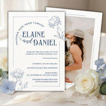 Classic Minimalist Blue Floral Wedding