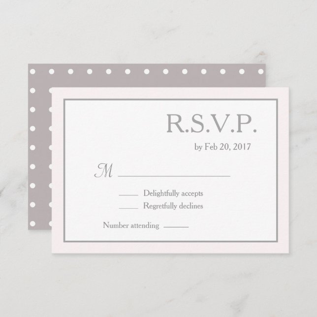 Classic minimalist blush pink white wedding rsvp invitation (Front/Back)