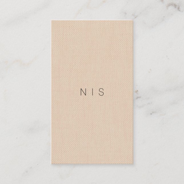 Classic Minimalist Brown Linen Background Vertical Business Card (Front)