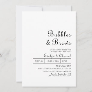 Classic Minimalist Bubbles & Brews Bridal shower  Invitation
