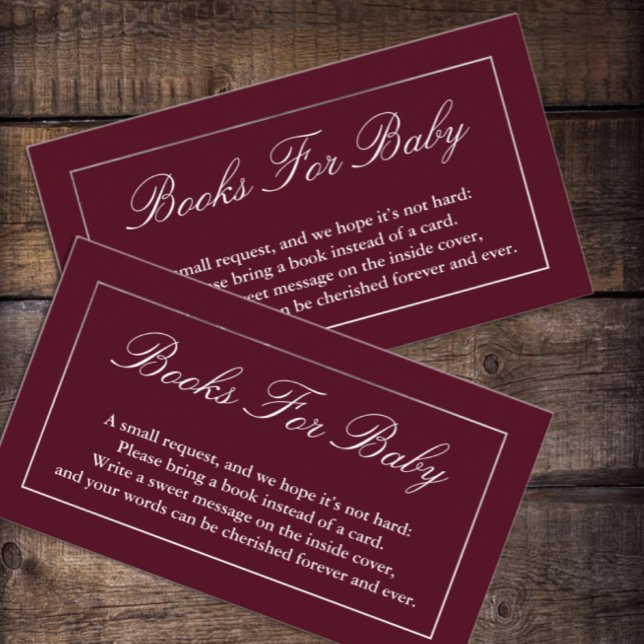 Classic Minimalist Burgundy Books For Baby Enclosure Card (Creator Uploaded)