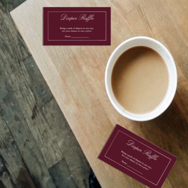 Classic Minimalist Burgundy Diaper Raffle Enclosure Card (Creator Uploaded)