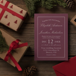 Classic Minimalist Burgundy Wedding Invitation