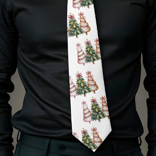 Classic minimalist Christmas trees earthy tones  Tie