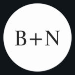 Classic Minimalist Custom Monogram Wedding Classic Round Sticker<br><div class="desc">Discover the essence of sophisticated simplicity with our 'Classic Minimalist Custom Monogram Wedding Classic Round Sticke' emblem. This design embodies the modern couple's love for minimalist elegance, presenting their union with a timeless black and white monogram. Each detail is thoughtfully chosen, from the classic font to the round backdrop, reflecting...</div>