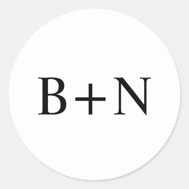 Classic Minimalist Custom Monogram Wedding Classic Round Sticker (Front)