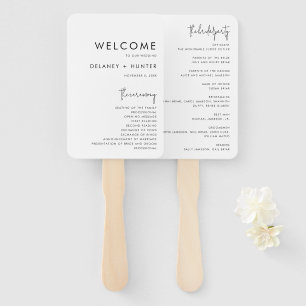 Classic Minimalist Custom Wedding Paper Program Hand Fan
