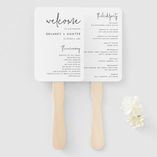Classic Minimalist Editable Wedding Paper Program Hand Fan