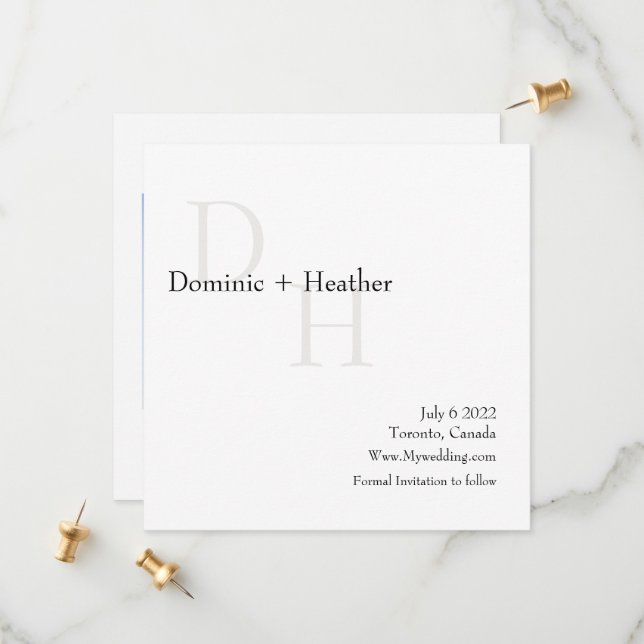 CLASSIC Minimalist Elegance With Photo Save The Date (Front/Back In Situ)