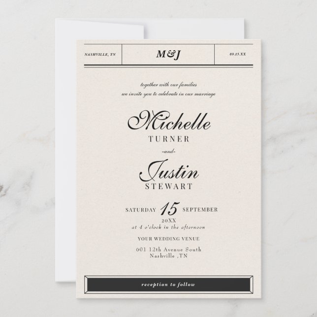 Classic Minimalist Elegant Photo Wedding Invitation (Front)