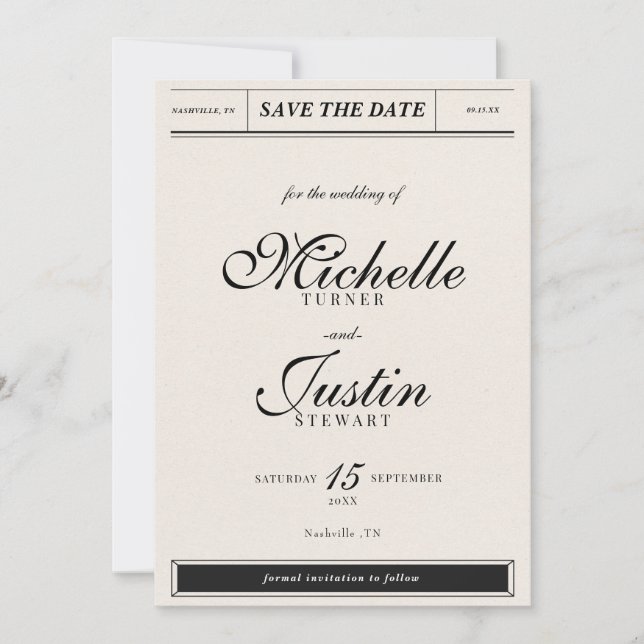 Classic Minimalist Elegant Photo Wedding Save The Date (Front)