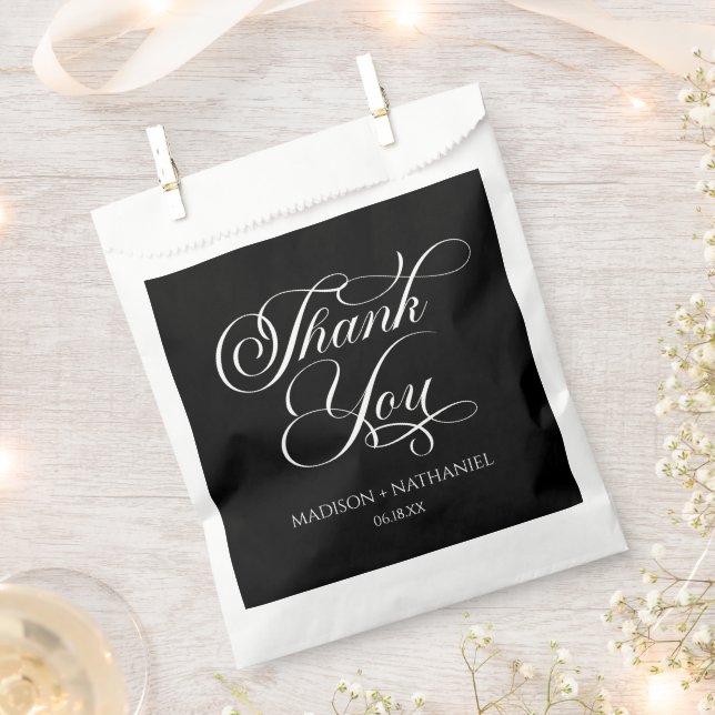 Classic Minimalist Elegant Script Wedding Favour Bags (Clipped)
