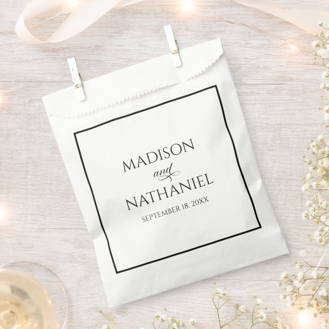 Classic Minimalist Elegant Script Wedding Favour Bags (Clipped)