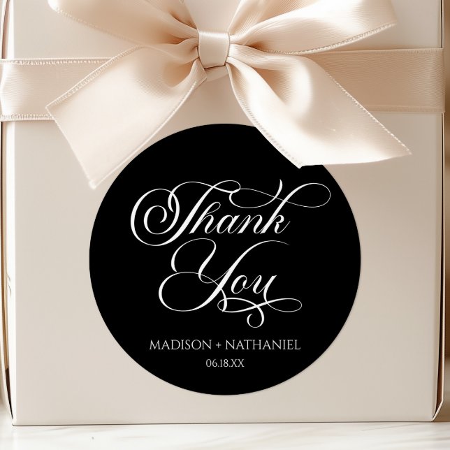 Classic Minimalist Elegant Script Wedding Round Sticker (Creator Uploaded)