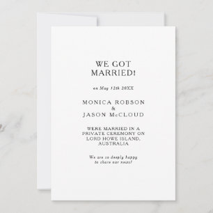Classic Minimalist Elopement Announcement