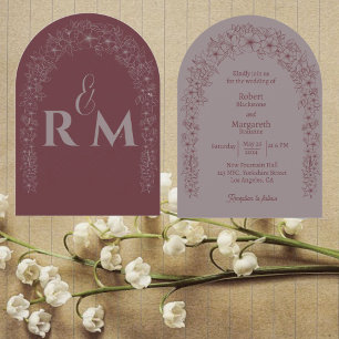 Classic Minimalist Floral Gate Arch Wedding Invitation
