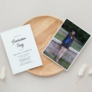 Classic Minimalist Formal Photo Graduation Party Invitation