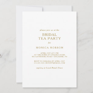 Classic Minimalist Gold Bridal Tea Party Invitation