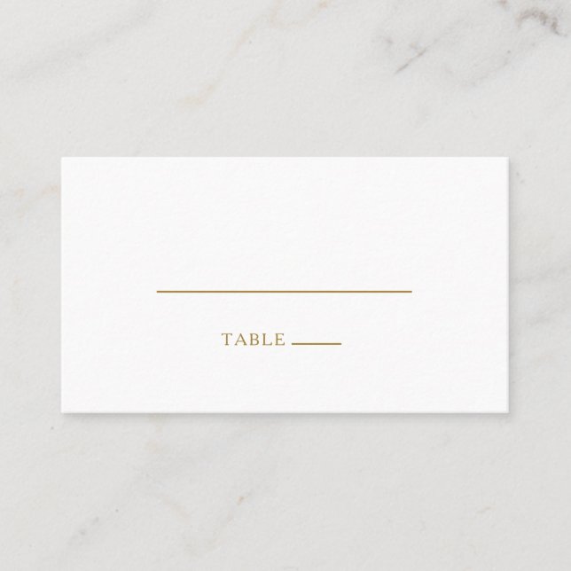 Classic Minimalist Gold Flat Wedding Place Card (Front)