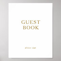 Classic Minimalist Gold Guest Book Sign