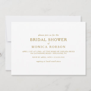 Classic Minimalist Gold Horizontal Bridal Shower Invitation