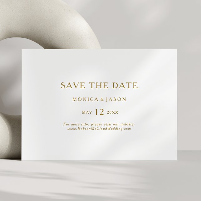Classic Minimalist Gold Horizontal Save the Date (Creator Uploaded)