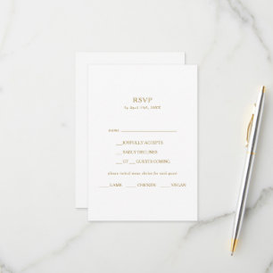 Classic Minimalist Gold Menu Choice RSVP Card