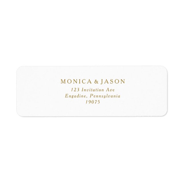 Classic Minimalist Gold Return Address Label (Front)