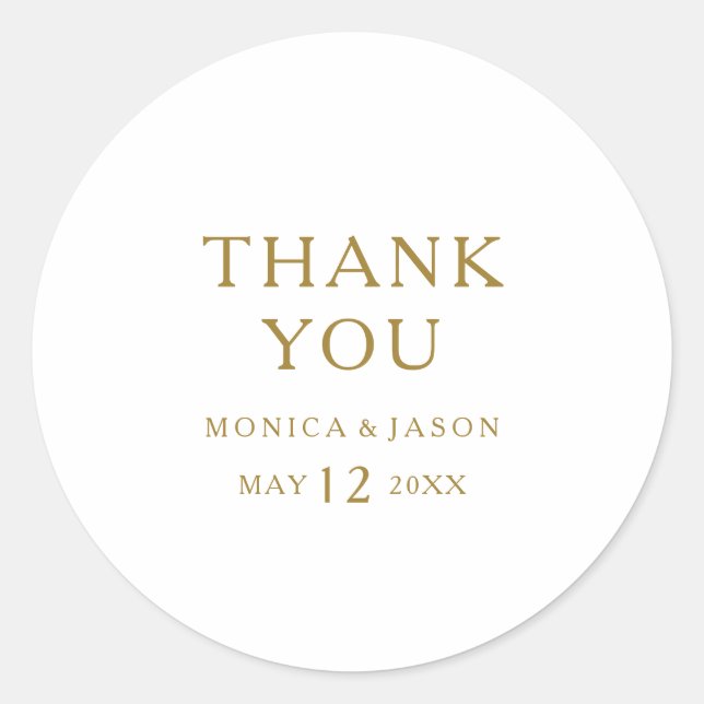 Classic Minimalist Gold Thank You Favour Sticker (Front)