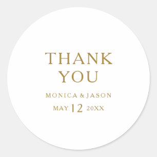 Classic Minimalist Gold Thank You Favour Sticker