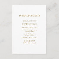 Classic Minimalist Gold Wedding Schedule of Events