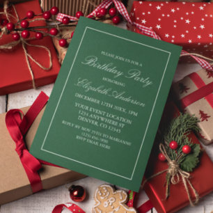 Classic Minimalist Green Birthday Invitation