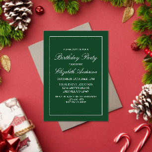 Classic Minimalist Green Birthday Invitation