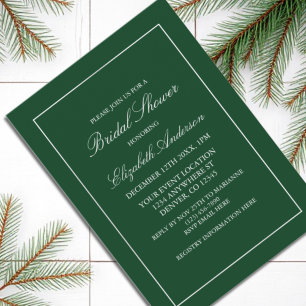 Classic Minimalist Green Bridal Shower Invitation
