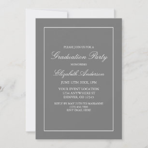 Classic Minimalist Grey Graduation Invitation