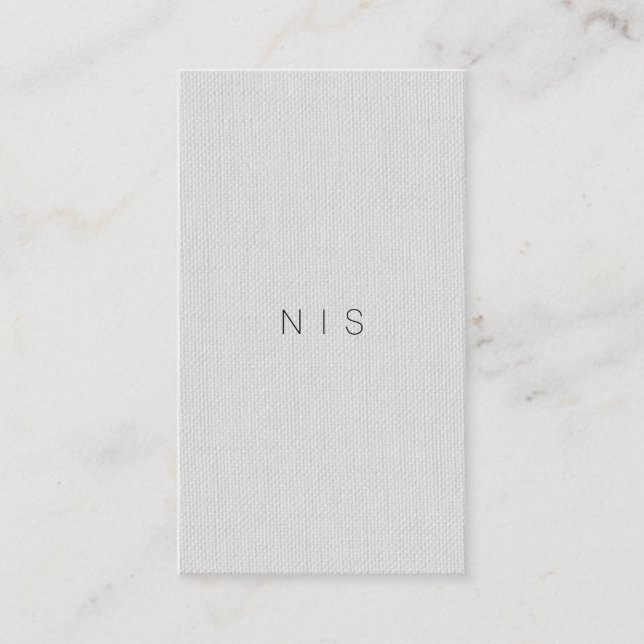 Classic Minimalist Grey Linen Beauty Vertical Business Card (Front)