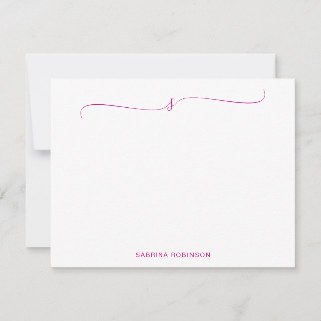 Classic Minimalist Magenta Calligraphy Card (Front)