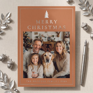 Classic Minimalist Merry Christmas Photo - Copper Foil Holiday Card