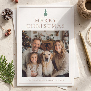 Classic Minimalist Merry Christmas Photo Holiday Card